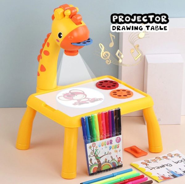 Giraffe Small Size Art Drawing Board Leds Projector Light Toy Children Kids Painting Table Small Desk (with Box Packing)(random Color)